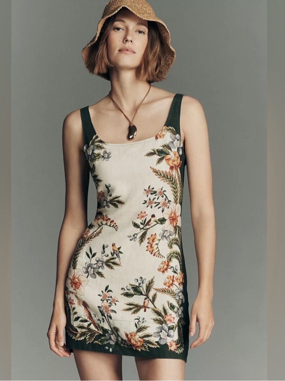 Farm Rio Nature Linen Sleeveless Mini Dress - Picture 3 of 9